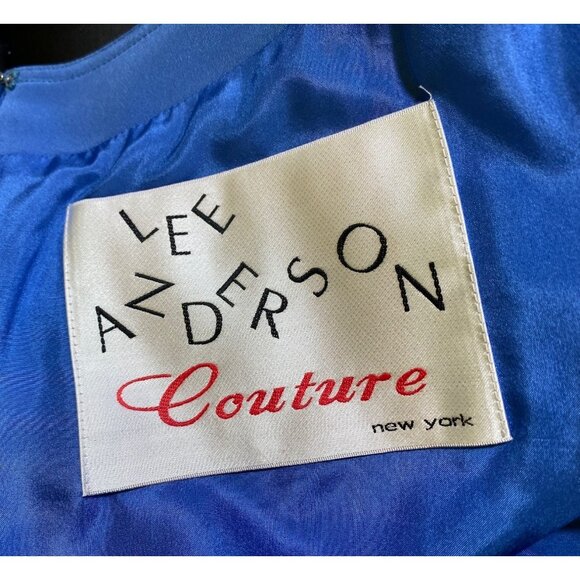 LEE ANDERSON COUTURE NEW YORK‎ Royal Blue Silk Short Sleeve Sheath Dress Size 6 - Picture 3 of 5